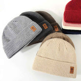 Darrahopens Fashion > Women's Fashion > Women's Accessories Double Fleece-Lined Vertical Stripe Knit Beanie, Unisex Thick Warm Winter Outdoor Cold-Proof Wool Hat - Dark Gray In Australia - Darrahopens