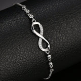 Darrahopens Fashion > Women's Fashion > Women's Accessories "Double-Loop Interwoven": 24cm Zinc Alloy Infinity Symbol Bracelet, Interpreting the Poetic Philosophy of Perpetuity with Flowing Beaded Light