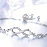 Darrahopens Fashion > Women's Fashion > Women's Accessories "Double-Loop Interwoven": 24cm Zinc Alloy Infinity Symbol Bracelet, Interpreting the Poetic Philosophy of Perpetuity with Flowing Beaded Light