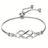 Darrahopens Fashion > Women's Fashion > Women's Accessories "Double-Loop Interwoven": 24cm Zinc Alloy Infinity Symbol Bracelet, Interpreting the Poetic Philosophy of Perpetuity with Flowing Beaded Light