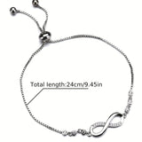 Darrahopens Fashion > Women's Fashion > Women's Accessories "Double-Loop Interwoven": 24cm Zinc Alloy Infinity Symbol Bracelet, Interpreting the Poetic Philosophy of Perpetuity with Flowing Beaded Light