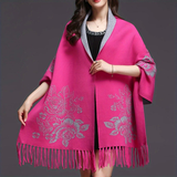 Darrahopens Fashion > Women's Fashion > Women's Accessories Double-sided Jacquard Cheongsam Shawl, Color-Blocked Fringed Cape Design, Autumn/Winter Fashion & Warmth Two-in-One Scarf(khaki)