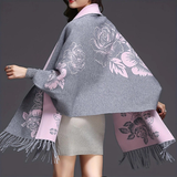 Darrahopens Fashion > Women's Fashion > Women's Accessories Double-sided Jacquard Cheongsam Shawl, Color-Blocked Fringed Cape Design, Autumn/Winter Fashion & Warmth Two-in-One Scarf（red)