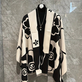 Darrahopens Fashion > Women's Fashion > Women's Accessories Elegant Camellia Scarf - Breathable and Warm Women's Shawl Black and White Fashion, Perfect for Spring and Summer Styling  Versatile Beach Accessory