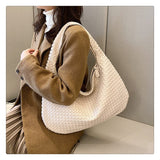 Darrahopens Fashion > Women's Fashion > Women's Accessories Elegant Woven Leather Hobo Bag - Soft Shoulder Tote 47*32cm (off-white)