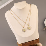 Darrahopens Fashion > Women's Fashion > Women's Accessories European & American Fashion Geometric Square Pendant Necklace Set – Rose Gold Plated Copper with Zirconia, 2-Piece Layered Lockbone Chain