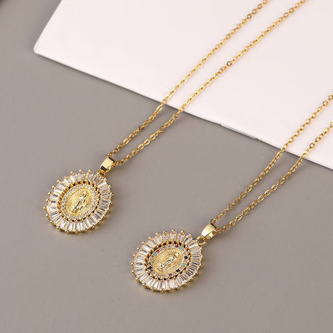 Darrahopens Fashion > Women's Fashion > Women's Accessories European & American Fashion Geometric Square Pendant Necklace Set – Rose Gold Plated Copper with Zirconia, 2-Piece Layered Lockbone Chain