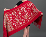 Darrahopens Fashion > Women's Fashion > Women's Accessories European-American Style Auspicious Embroidered Shawl Scarf, High-End Autumn & Winter Warm Outfit(claret)