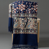 Darrahopens Fashion > Women's Fashion > Women's Accessories European-American Style Auspicious Embroidered Shawl Scarf, High-End Autumn & Winter Warm Outfit(claret)