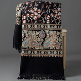Darrahopens Fashion > Women's Fashion > Women's Accessories European-American Style Auspicious Embroidered Shawl Scarf, High-End Autumn & Winter Warm Outfit(claret)