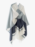Darrahopens Fashion > Women's Fashion > Women's Accessories European and American minimalist cross-tie plaid cape cloak, acrylic warm versatile autumn winter outerwear fashion piece(creamy white)