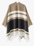 Darrahopens Fashion > Women's Fashion > Women's Accessories European and American minimalist cross-tie plaid cape cloak, acrylic warm versatile autumn winter outerwear fashion piece(Deep khaki)