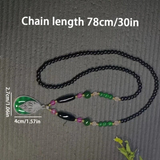 Darrahopens Fashion > Women's Fashion > Women's Accessories European and American trendy retro necklace, color-block beads and leaf-shaped pendant, simple and elegant, 78cm versatile chain, perfect for daily and smart casual looks.