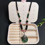 Darrahopens Fashion > Women's Fashion > Women's Accessories European and American trendy retro necklace, color-block beads and leaf-shaped pendant, simple and elegant, 78cm versatile chain, perfect for daily and smart casual looks.