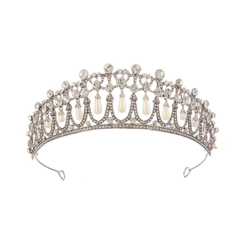 Darrahopens Fashion > Women's Fashion > Women's Accessories Exquisite Handmade Bridal Pearl and Rhinestone Crown - K9 White Crystal Princess Tiara for Weddings and Birthdays