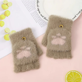 Darrahopens Fashion > Women's Fashion > Women's Accessories Faux Mink Fingerless Fleece-Lined Warm Gloves – Practical for Autumn/Winter, Heart Design with High-Elastic Cuff, Ideal for Office Use and Daily Hand Warmth.(khaki)