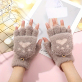 Darrahopens Fashion > Women's Fashion > Women's Accessories Faux Mink Fingerless Fleece-Lined Warm Gloves – Practical for Autumn/Winter, Heart Design with High-Elastic Cuff, Ideal for Office Use and Daily Hand Warmth.(pink)