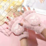 Darrahopens Fashion > Women's Fashion > Women's Accessories Faux Mink Fingerless Fleece-Lined Warm Gloves – Practical for Autumn/Winter, Heart Design with High-Elastic Cuff, Ideal for Office Use and Daily Hand Warmth.(pink)