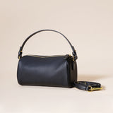 Darrahopens Fashion > Women's Fashion > Women's Accessories Genuine Leather Boston Bag - Mini Barrel Crossbody & Top Handle Purse(black)