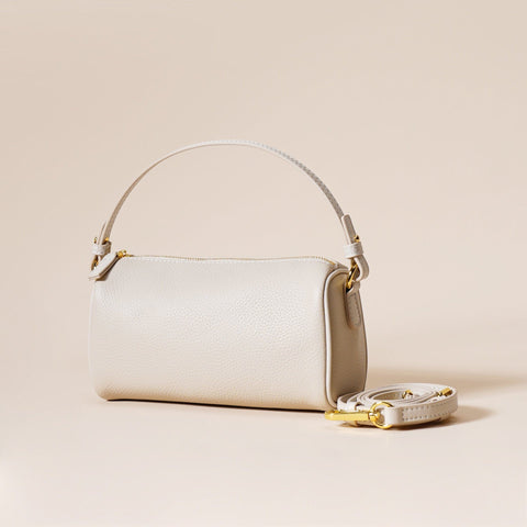Darrahopens Fashion > Women's Fashion > Women's Accessories Genuine Leather Boston Bag - Mini Barrel Crossbody & Top Handle Purse(white)