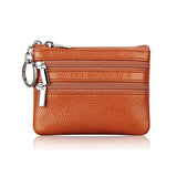 Darrahopens Fashion > Women's Fashion > Women's Accessories Genuine Leather Coin Purse Mini Wallet with Triple Zipper Pockets Key Ring Holder Pouch for Cash & Cards - Brown