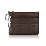 Darrahopens Fashion > Women's Fashion > Women's Accessories Genuine Leather Coin Purse Mini Wallet with Triple Zipper Pockets Key Ring Holder Pouch for Cash & Cards - Coffee