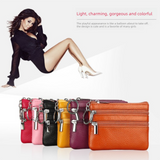Darrahopens Fashion > Women's Fashion > Women's Accessories Genuine Leather Coin Purse Mini Wallet with Triple Zipper Pockets Key Ring Holder Pouch for Cash & Cards - Pink