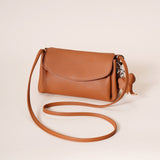 Darrahopens Fashion > Women's Fashion > Women's Accessories Genuine Leather Flap Crossbody Bag with Elephant Charm - Compact & Stylish Shoulder Purse(Dark gray)