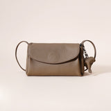 Darrahopens Fashion > Women's Fashion > Women's Accessories Genuine Leather Flap Crossbody Bag with Elephant Charm - Compact & Stylish Shoulder Purse(Dark gray)