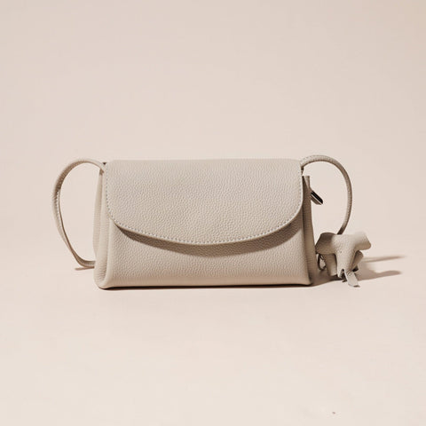 Darrahopens Fashion > Women's Fashion > Women's Accessories Genuine Leather Flap Crossbody Bag with Elephant Charm - Compact & Stylish Shoulder Purse(White)