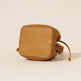 Darrahopens Fashion > Women's Fashion > Women's Accessories Genuine Leather Mini Bucket Bag with Braided Handle - Chic Drawstring Crossbody Purse(Biscuit)