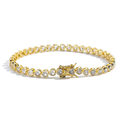 Darrahopens Fashion > Women's Fashion > Women's Accessories Gold Bling Heart Tennis Bracelet for Women with Micro-Paved Heart Zirconia - Romantic Couple's Jewelry (7" Length)