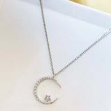 Darrahopens Fashion > Women's Fashion > Women's Accessories GOLD"Crescent and Stars" Crystal Necklace: Weaving the Galaxy into a Chain, Crafting a Flowing Dazzling Starry Sky Around Your Neck