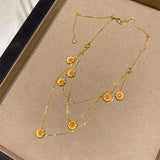 Darrahopens Fashion > Women's Fashion > Women's Accessories Gold Daisy Layered Necklace for Women Multi Strand Floral Pendant Collarbone Chain Jewellery Elegant Summer Statement Necklace Gift Ready Fashion Accessory