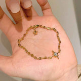 Darrahopens Fashion > Women's Fashion > Women's Accessories Gold Lucky Star Crystal Bracelet for Women Gold Plated Comet Star Charm Bracelet Delicate Everyday Jewellery Gift