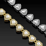 Darrahopens Fashion > Women's Fashion > Women's Accessories Gold-Plated Heart Rhinestone Cuban Link 18 inch Tennis Necklace and 7 inch Tennis Bracelet Set for Women, Crystal Heart Chain Fashion Jewelry Accessories with Gift Box