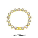 Darrahopens Fashion > Women's Fashion > Women's Accessories Gold-Plated Heart Rhinestone Cuban Link 18 inch Tennis Necklace and 7 inch Tennis Bracelet Set for Women, Crystal Heart Chain Fashion Jewelry Accessories with Gift Box