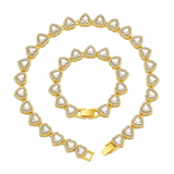 Darrahopens Fashion > Women's Fashion > Women's Accessories Gold-Plated Heart Rhinestone Cuban Link 18 inch Tennis Necklace and 7 inch Tennis Bracelet Set for Women, Crystal Heart Chain Fashion Jewelry Accessories with Gift Box