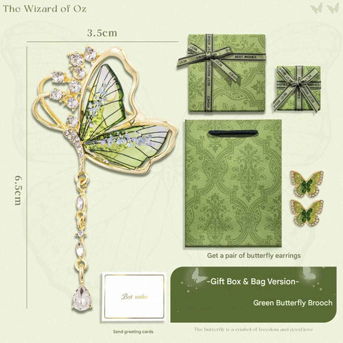 Darrahopens Fashion > Women's Fashion > Women's Accessories Green Butterfly Brooch - Green Enamel Crystal Tassel Pin - Elegant Alloy Jewelry for Women, Gift for Mom, Teacher, Friend, Birthday, Valentine's Day, Mother's Day