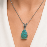 Darrahopens Fashion > Women's Fashion > Women's Accessories Green Opal Teardrop Platinum-plated chain Pendant Necklace for Women, Elegant Sparkling Opal Drop Necklace, Adjustable Chain Fashion Jewellery Gift