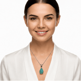 Darrahopens Fashion > Women's Fashion > Women's Accessories Green Opal Teardrop Platinum-plated chain Pendant Necklace for Women, Elegant Sparkling Opal Drop Necklace, Adjustable Chain Fashion Jewellery Gift