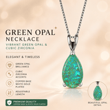 Darrahopens Fashion > Women's Fashion > Women's Accessories Green Opal Teardrop Platinum-plated chain Pendant Necklace for Women, Elegant Sparkling Opal Drop Necklace, Adjustable Chain Fashion Jewellery Gift