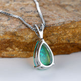 Darrahopens Fashion > Women's Fashion > Women's Accessories Green Opal Teardrop Platinum-plated chain Pendant Necklace for Women, Elegant Sparkling Opal Drop Necklace, Adjustable Chain Fashion Jewellery Gift