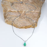 Darrahopens Fashion > Women's Fashion > Women's Accessories Green Opal Teardrop Platinum-plated chain Pendant Necklace for Women, Elegant Sparkling Opal Drop Necklace, Adjustable Chain Fashion Jewellery Gift