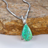 Darrahopens Fashion > Women's Fashion > Women's Accessories Green Opal Teardrop Platinum-plated chain Pendant Necklace for Women, Elegant Sparkling Opal Drop Necklace, Adjustable Chain Fashion Jewellery Gift