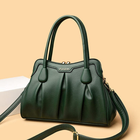 Darrahopens Fashion > Women's Fashion > Women's Accessories Green Women's Premium Wear-Resistant Leather Shoulder Bag - Vintage Frame Kiss-Lock Handbag & Crossbody Satchel