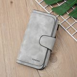 Darrahopens Fashion > Women's Fashion > Women's Accessories Grey Large Capacity Long Wallet Frosted PU Leather Clutch Bag with 14 Card Slots and Zipper Compartment fits Smartphone for Everyday Use Australia