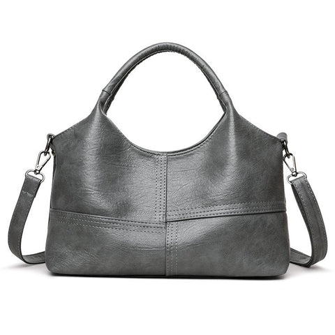 Darrahopens Fashion > Women's Fashion > Women's Accessories Grey Retro Soft PU Leather Handbag for Women - Trendy Large Capacity Daily Crossbody Bag with Detachable Shoulder Strap