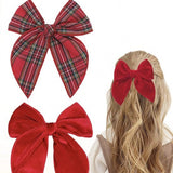 Darrahopens Fashion > Women's Fashion > Women's Accessories Hairclips - Set of 4 - Hair accessories - Hairclips with bows - Accessories suitable for little girls and mothers - Red, green, white and checked