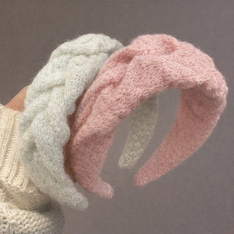 Darrahopens Fashion > Women's Fashion > Women's Accessories Headband - Set of Two - Retro Style with Ruffles - Elegant and Stylish Headband for Women - Suitable for Parties, Daily Wear and Special Occasions (White + Pink)